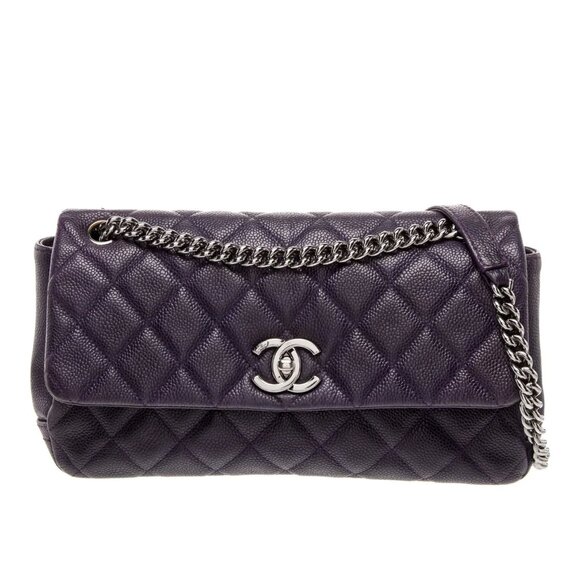 CHANEL Lady Pearly Flap Bag Purple Caviar Leather - Picture 6 of 7